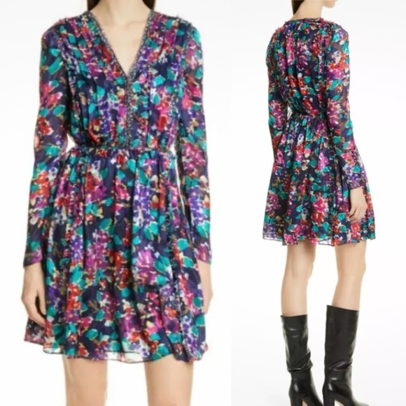 JASON WU Dress Motion Floral Silk Trim A-Line Multicolor Large Burnout Fabric - Picture 3 of 16